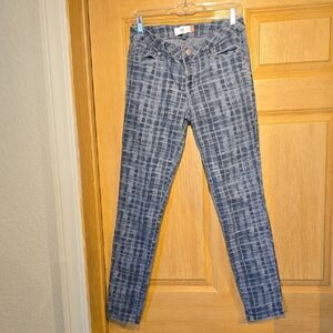 CAbi Gray Blue Plaid Wash Skinny Jeans